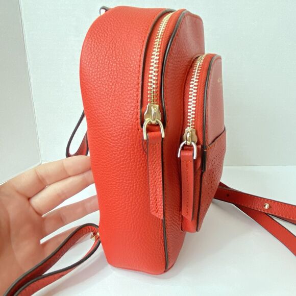 Henri Bendel New York Influencer Mini Convertible Backpack Poinsettia Red Coral - Picture 5 of 16